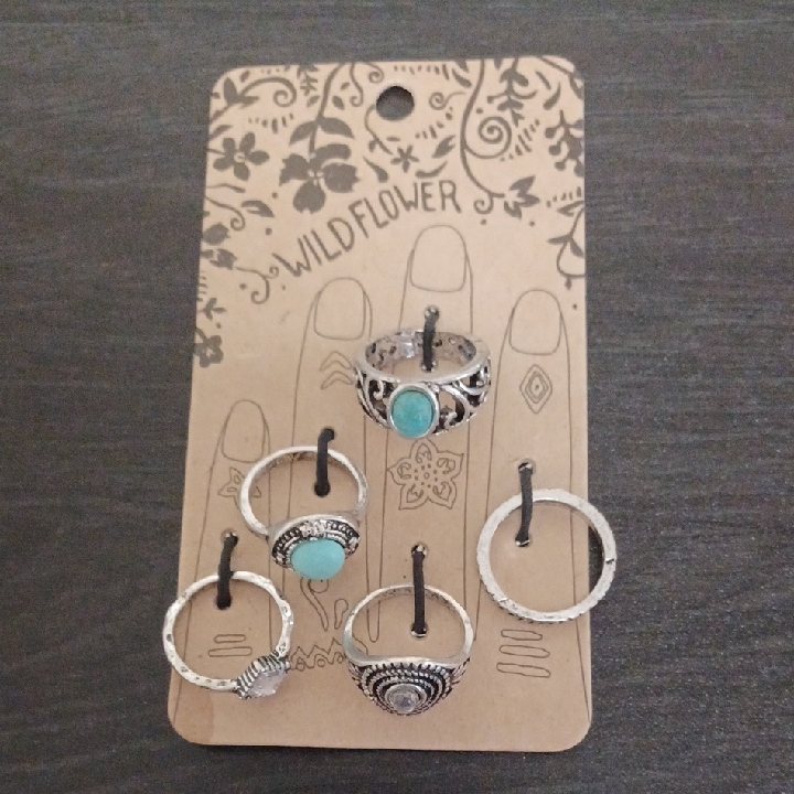 Wildflowers Silver Rings With Blue Accents 18$